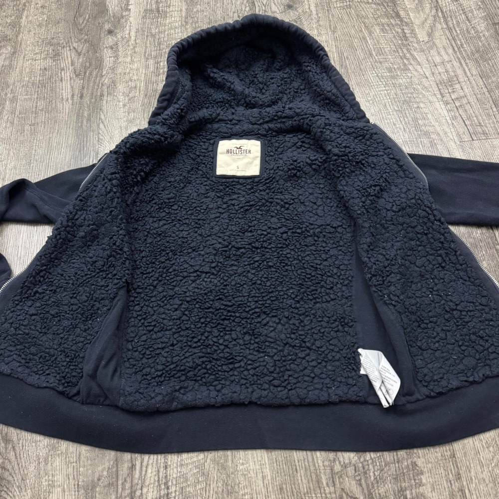 Vintage Y2K Hollister Sherpa Lined Full Zip Sequin Logo Hoodie S - Picture 4 of 6